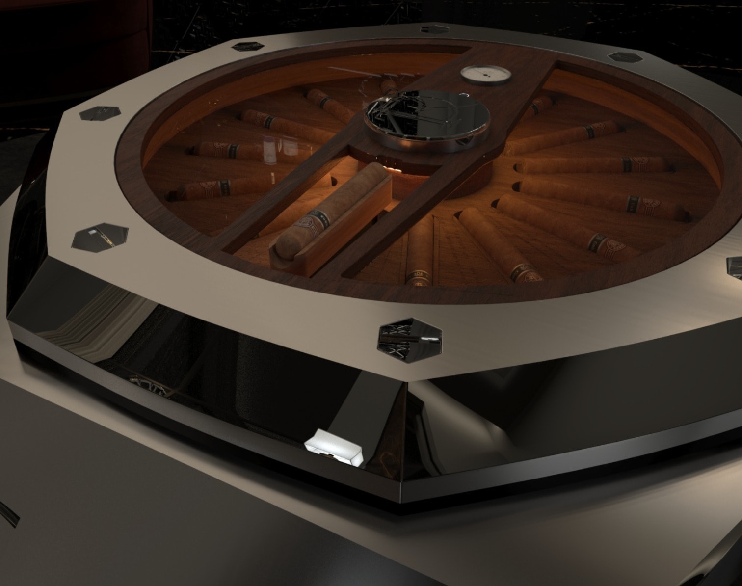 Integrated cigar storage and accessories